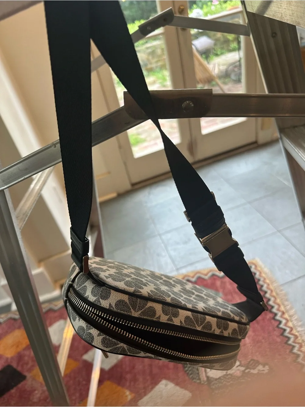 kate spade Black & White Floral Jacquard Crossbody Bag